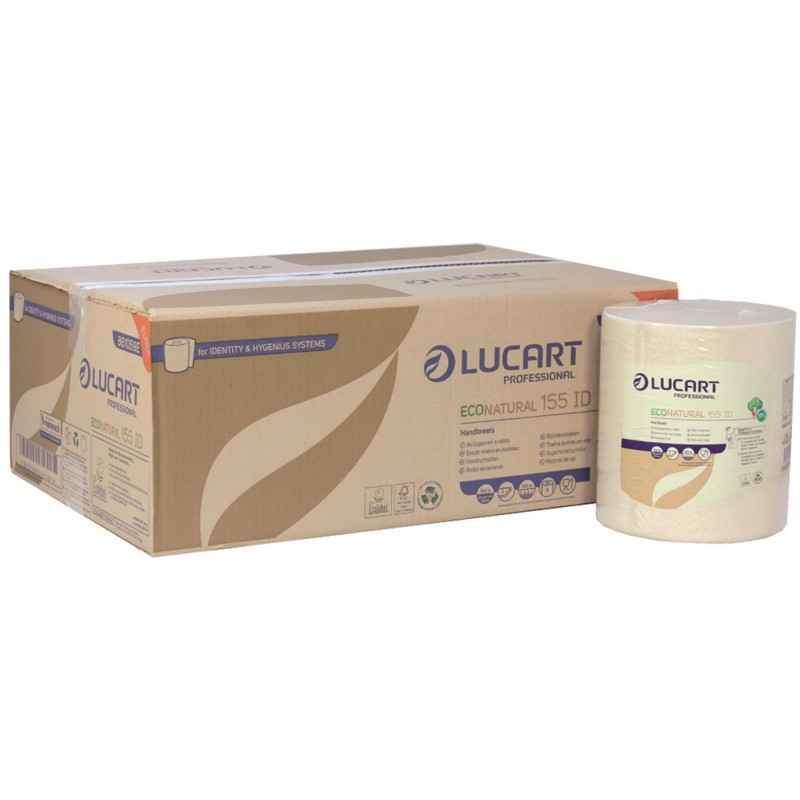 Lucart Professional handdoekrol EcoNatural 155 ID, doos van 6 rollen Lucart Professional handdoekrol EcoNatural 155 ID, doos van 6 rollen