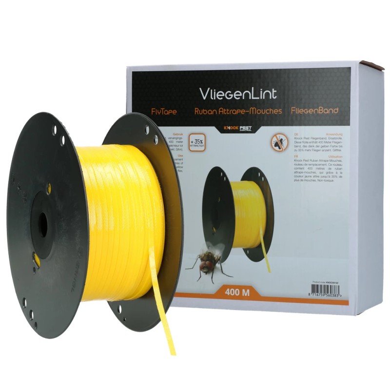 Knock Pest Vliegenlint Vervangingsrol 400 m Geel Knock Pest Vliegenlint Vervangingsrol 400 m Geel